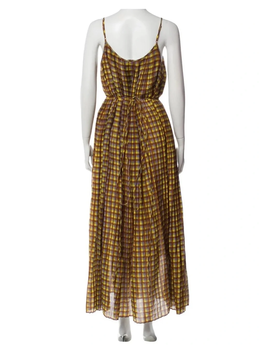Tory Burch Plaid Maxi Dress in Mustard Yellow